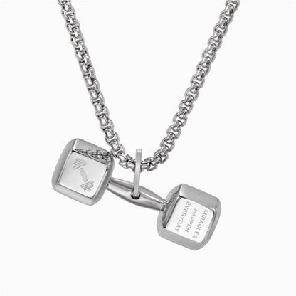 Crowned Ice Dumbbell Pendant Necklace – Athletic Streetwear Chain for Urban Athletes