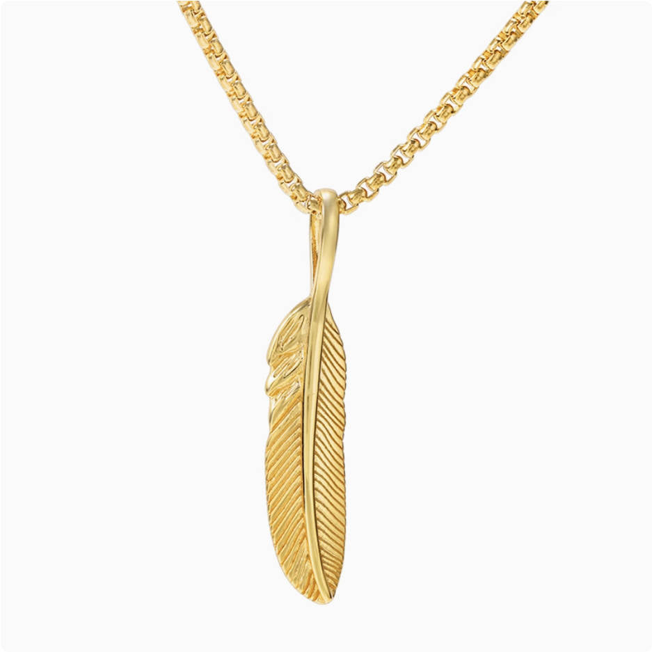 Crowned Ice 18K Gold-tone Plating Feather Wing Pendant Necklace – Luxe Fallen Angel Chain