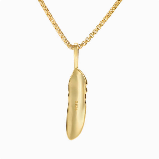 Crowned Ice 18K Gold-tone Plating Feather Wing Pendant Necklace – Luxe Fallen Angel Chain