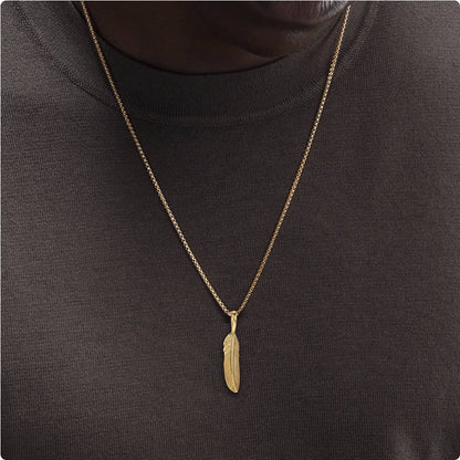 Crowned Ice 18K Gold-tone Plating Feather Wing Pendant Necklace – Luxe Fallen Angel Chain