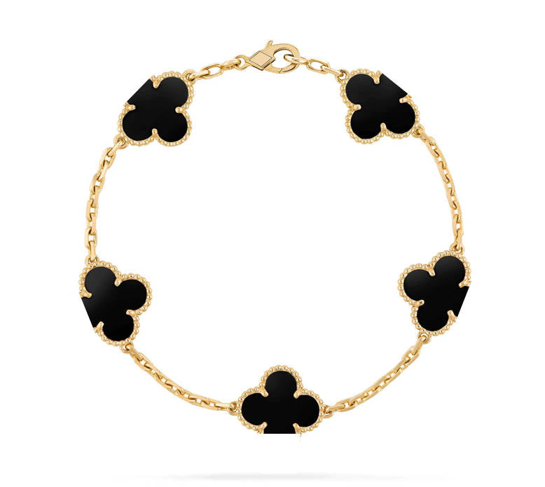 Clover Motif Bracelet, Sterling Silver, 18K Gold Plated