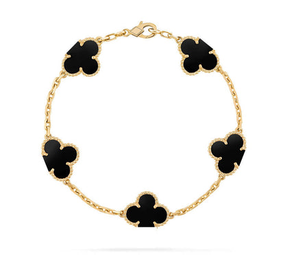 Clover Motif Bracelet, Sterling Silver, 18K Gold Plated