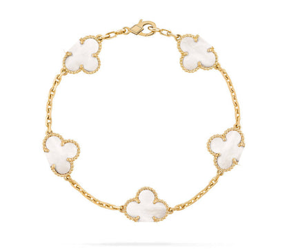 Clover Motif Bracelet, Sterling Silver, 18K Gold Plated