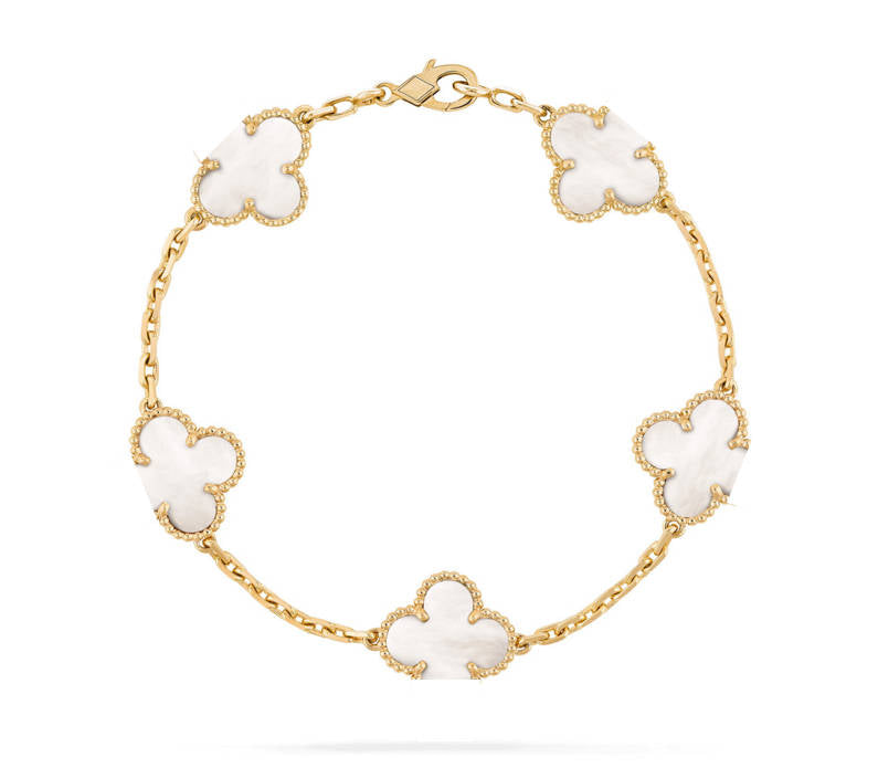 925 Silver, Clover Leaf Bracelet, 18K Gold Plated