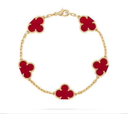 Clover Motif Bracelet, Sterling Silver, 18K Gold Plated