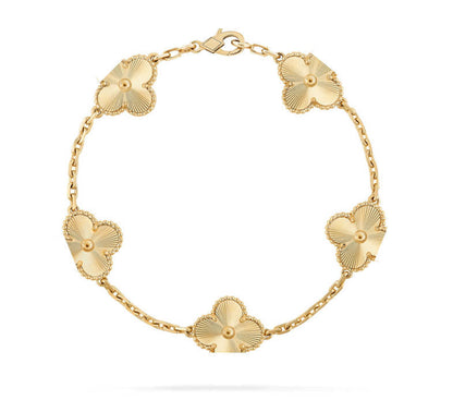 Clover Motif Bracelet, Sterling Silver, 18K Gold Plated
