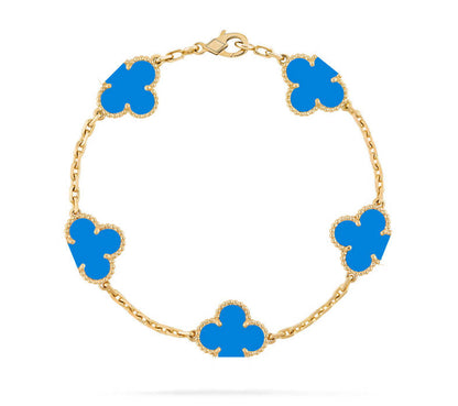 Clover Motif Bracelet, Sterling Silver, 18K Gold Plated