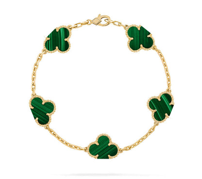 Clover Motif Bracelet, Sterling Silver, 18K Gold Plated