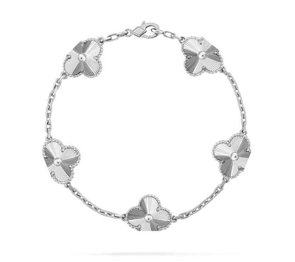 Clover Motif Bracelet, Sterling Silver, 18K Gold Plated