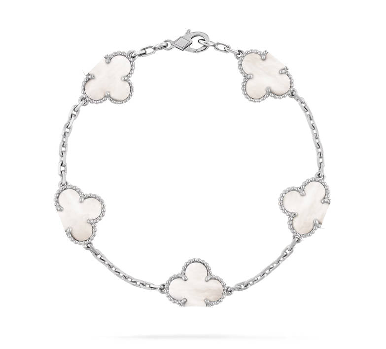 Clover Motif Bracelet, Sterling Silver, 18K Gold Plated