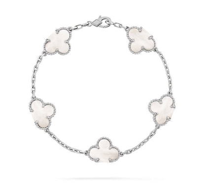 925 Silver, Clover Leaf Bracelet, 18K Gold Plated