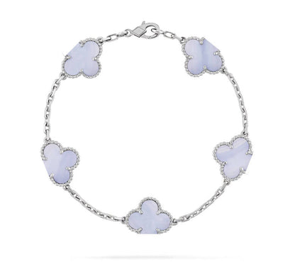 925 Silver, Clover Leaf Bracelet, 18K Gold Plated
