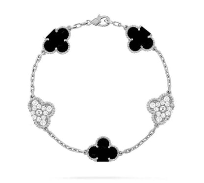 Clover Motif Bracelet, Sterling Silver, 18K Gold Plated