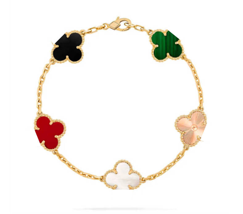 925 Silver, Clover Leaf Bracelet, 18K Gold Plated