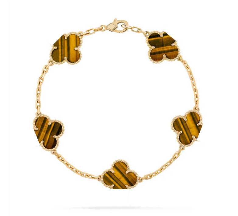 925 Silver, Clover Leaf Bracelet, 18K Gold Plated