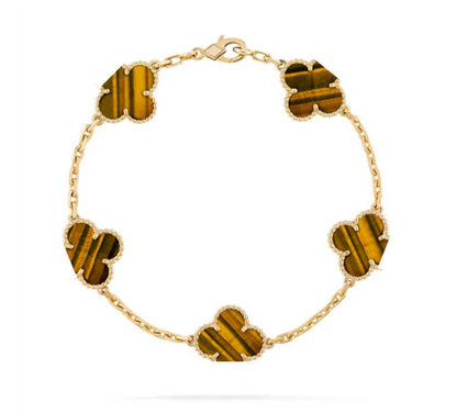 925 Silver, Clover Leaf Bracelet, 18K Gold Plated