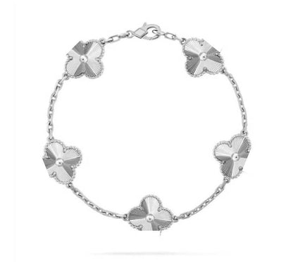 925 Silver, Clover Leaf Bracelet, 18K Gold Plated