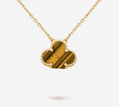Clover Leaf Necklace, 925 Silver, 18k Gold Plated