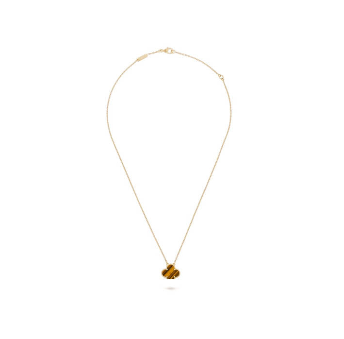 Clover Leaf Necklace, 925 Silver, 18k Gold Plated
