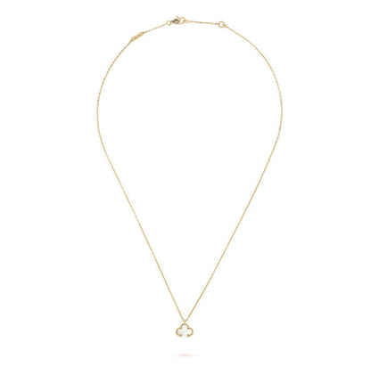 Clover Leaf Necklace, 925 Silver, 18k Gold Plated