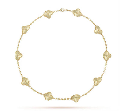 Clover Leaf Necklace, 925 Silver, 18k Gold Plated, 10 Motifs