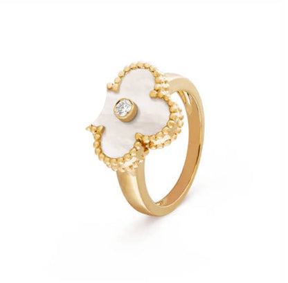 Clover Leaf Ring,925 Silver, 18k Gold Plated