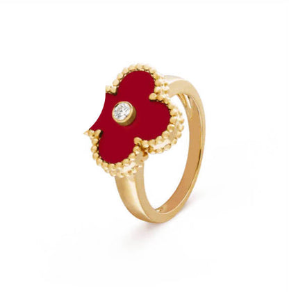 Clover Leaf Ring,925 Silver, 18k Gold Plated