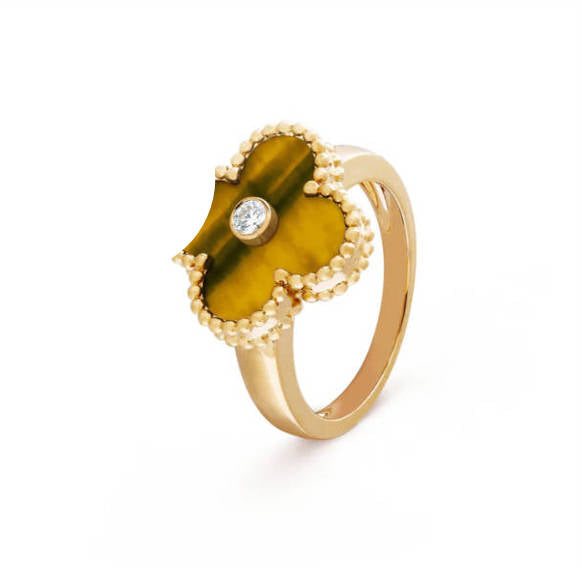 Clover Leaf Ring,925 Silver, 18k Gold Plated