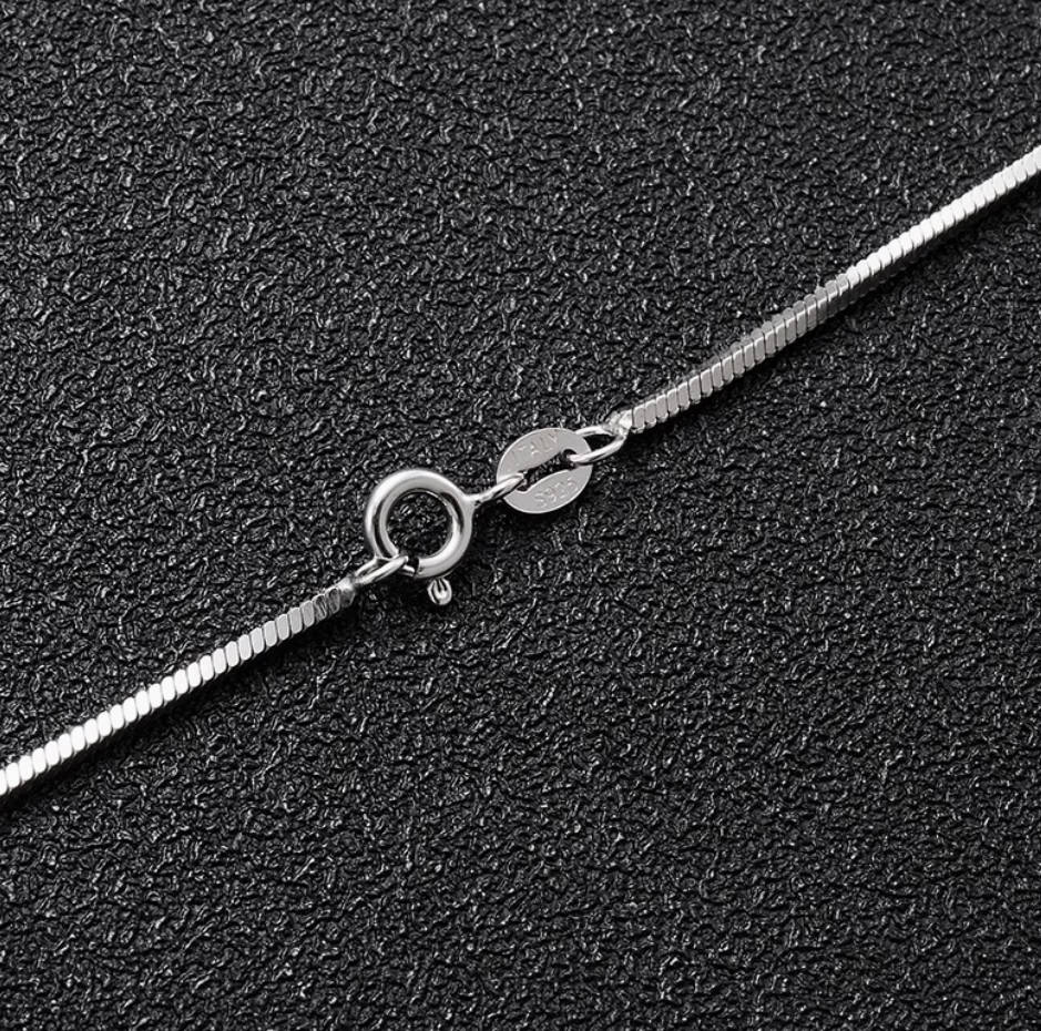Crowned Ice S925 Sterling Silver Snake Bone Chain Necklace – Unisex Slim Crossbody Style