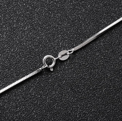 Crowned Ice S925 Sterling Silver Snake Bone Chain Necklace – Unisex Slim Crossbody Style