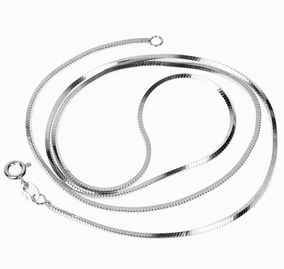 Crowned Ice S925 Sterling Silver Snake Bone Chain Necklace – Unisex Slim Crossbody Style