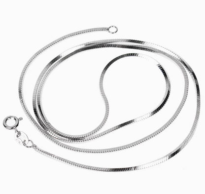 Crowned Ice S925 Sterling Silver Snake Bone Chain Necklace – Unisex Slim Crossbody Style