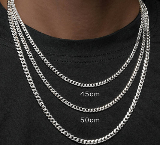 Crowned Ice S925 Silver-Plated 3MM Cuban Link Necklace – Lightweight Everyday Hip-Hop Accent
