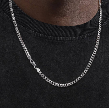 Crowned Ice S925 Silver-Plated 3MM Cuban Link Necklace – Lightweight Everyday Hip-Hop Accent