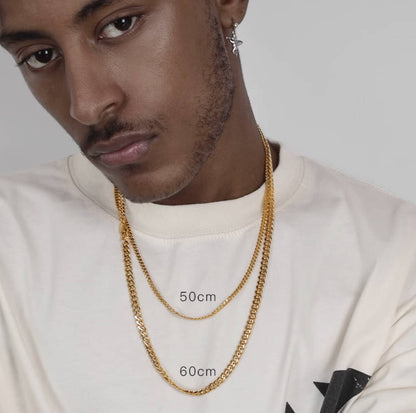 Crowned Ice Titanium-Plated Gold Cuban Link Chain Necklace
