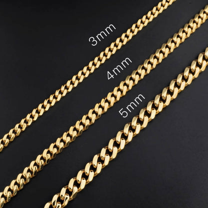 Crowned Ice Titanium-Plated Gold Cuban Link Chain Necklace