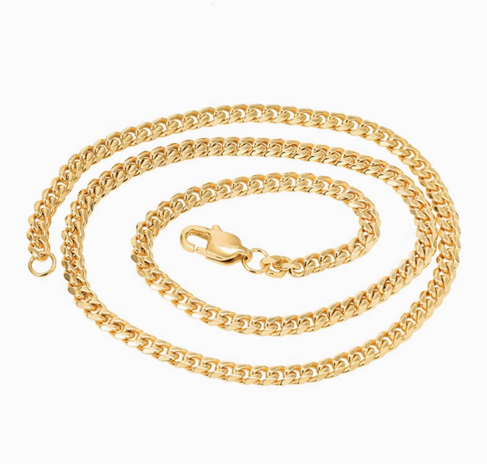 Crowned Ice Titanium-Plated Gold Cuban Link Chain Necklace