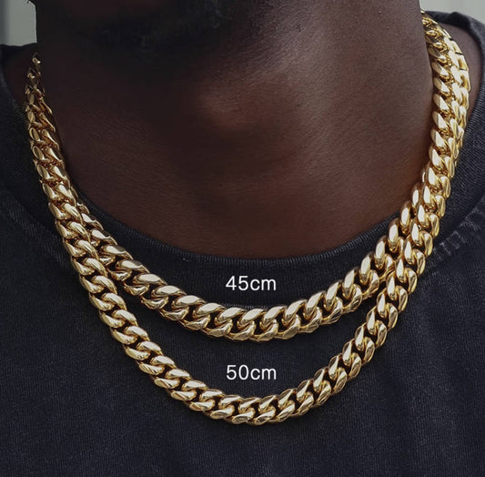 Crowned Ice 24K Gold-Plated Chunky Cuban Link Chain Necklace – Hip-Hop Streetwear for Men&Woman