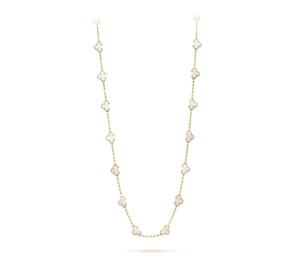 Clover Leaf Long Necklace,925 Silver, 18k Gold Plated,20 Motifs