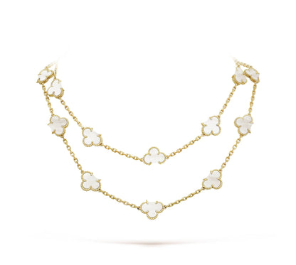 Clover Leaf Long Necklace,925 Silver, 18k Gold Plated,20 Motifs