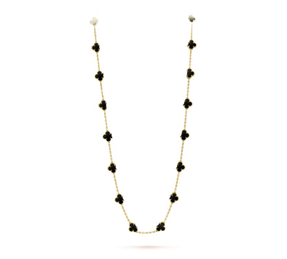 Clover Leaf Long Necklace,925 Silver, 18k Gold Plated,20 Motifs
