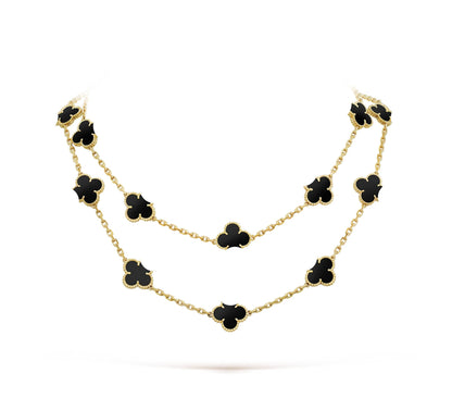Clover Leaf Long Necklace,925 Silver, 18k Gold Plated,20 Motifs