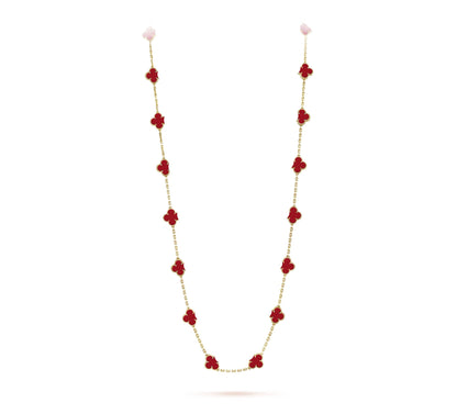 Clover Leaf Long Necklace,925 Silver, 18k Gold Plated,20 Motifs
