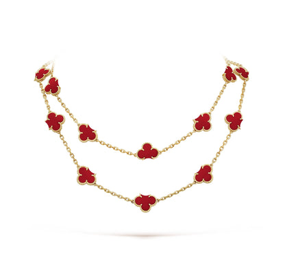 Clover Leaf Long Necklace,925 Silver, 18k Gold Plated,20 Motifs