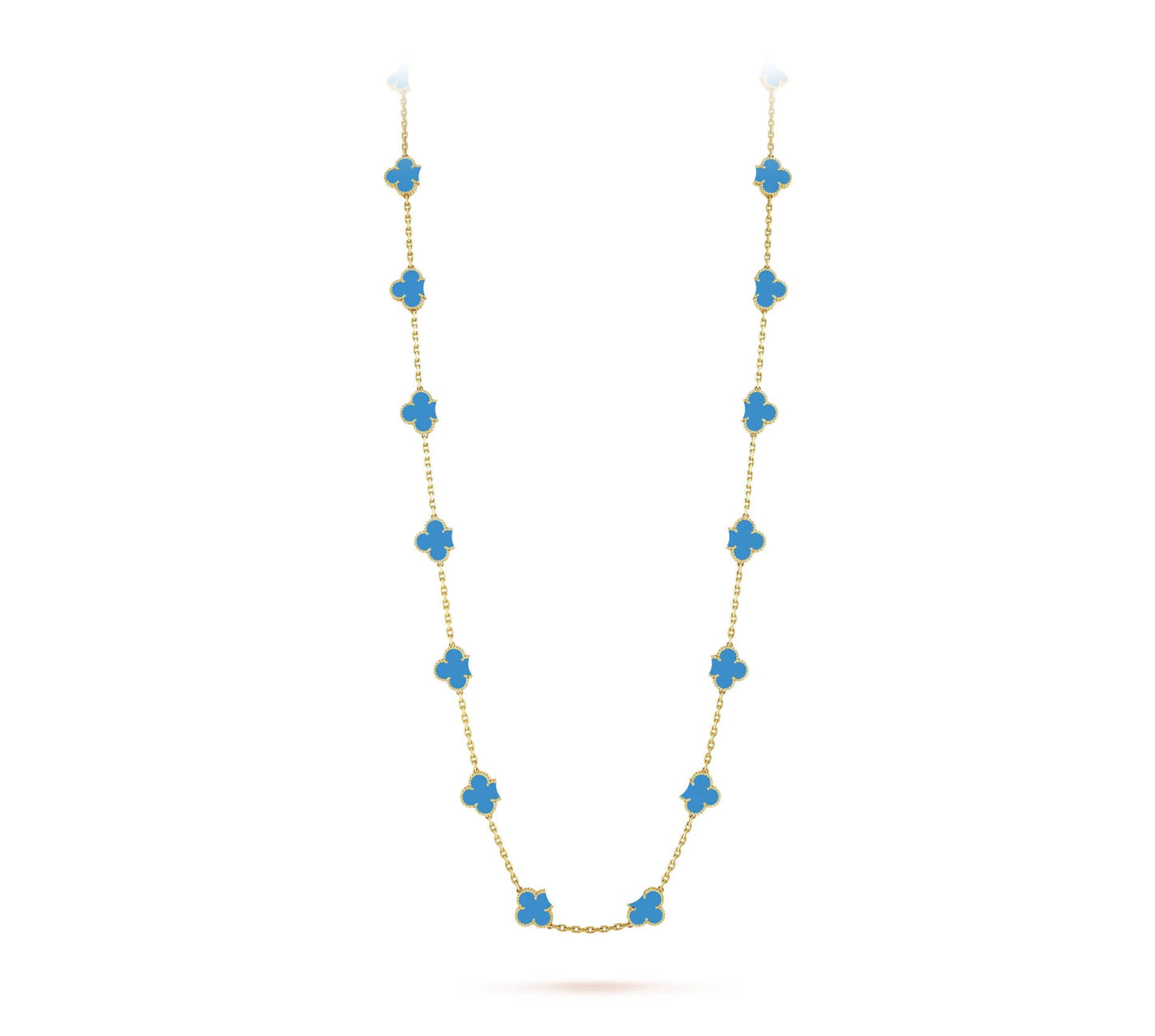 Clover Leaf Long Necklace,925 Silver, 18k Gold Plated,20 Motifs