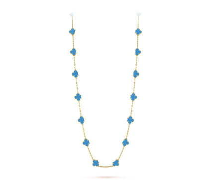 Clover Leaf Long Necklace,925 Silver, 18k Gold Plated,20 Motifs