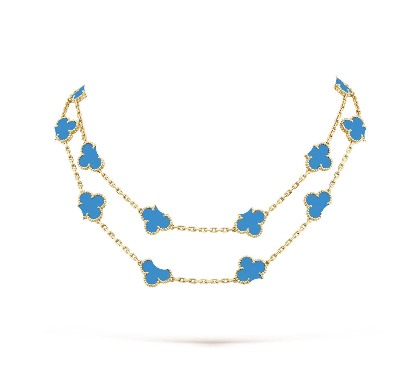 Clover Leaf Long Necklace,925 Silver, 18k Gold Plated,20 Motifs