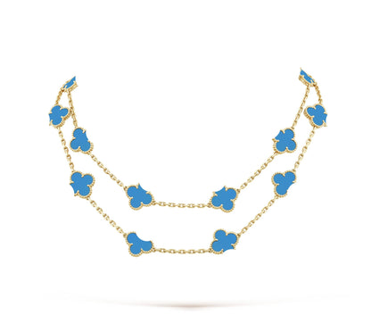Clover Leaf Long Necklace,925 Silver, 18k Gold Plated,20 Motifs
