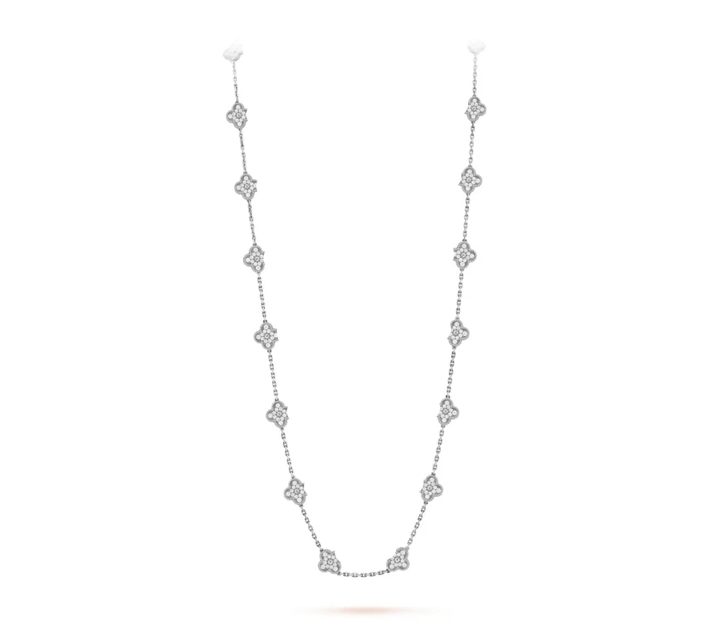 Clover Leaf Long Necklace,925 Silver, 18k Gold Plated,20 Motifs