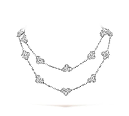 Clover Leaf Long Necklace,925 Silver, 18k Gold Plated,20 Motifs
